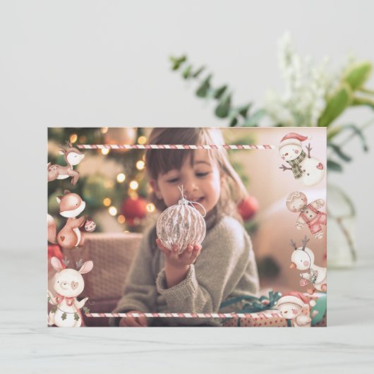 Personalisierte Weihnachtskarte mit Zeichen Einladung (Stehend Vorderseite)