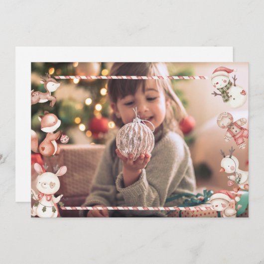 Personalisierte Weihnachtskarte mit Zeichen Einladung (Vorne/Hinten)