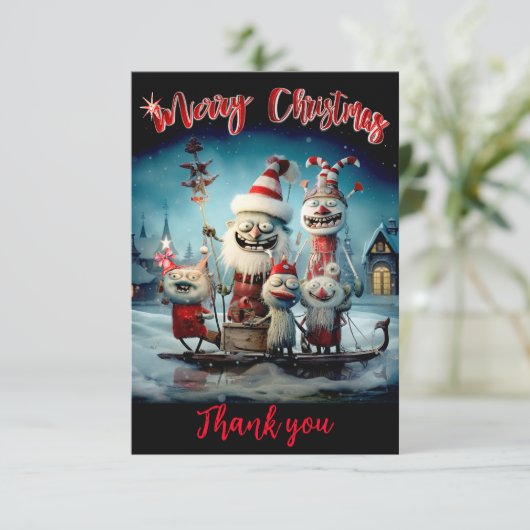 Personalisierte Weihnachtskarte vielen Dank Ankündigung (Stehend Vorderseite)