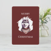 Personalisierte Weihnachtskarten, Husky-Feiertage Feiertagskarte (Stehend Vorderseite)