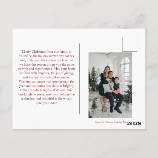 Personalisierte Weihnachtskartentafel Postkarte (Rückseite)