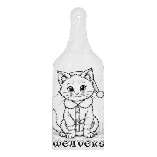 Personalisierte Weihnachtskatze Schneidebrett (Vorderseite)