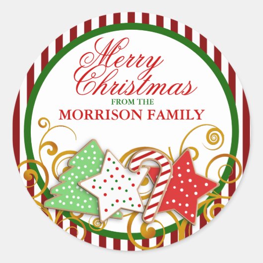 Personalisierte Weihnachtskekse Runder Aufkleber (Vorderseite)