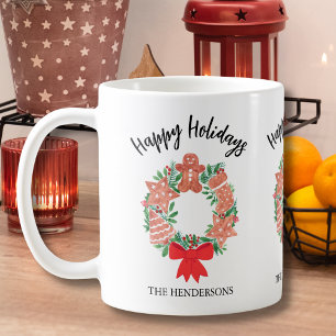 Personalisierte Weihnachtskekse Weihnachtskranz Kaffeetasse