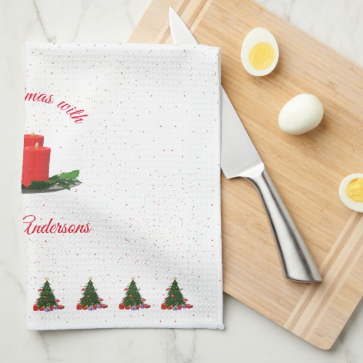 Personalisierte Weihnachtskerzen Geschirrtuch (Viertel Falte)