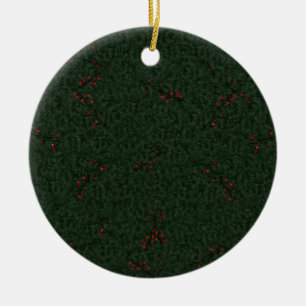 Personalisierte Weihnachtskiefernadeln/Rote Beeren Keramik Ornament