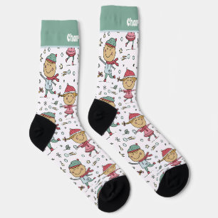 Personalisierte Weihnachtskinder im Schneepattern Socken