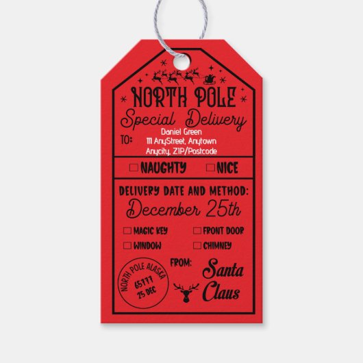 Personalisierte Weihnachtskitzel Box Naughty Nice Geschenkanhänger (Vorderseite)