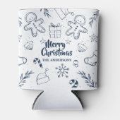 Personalisierte Weihnachtskizze Cooler Dosenkühler (Vorderseite)