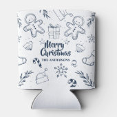 Personalisierte Weihnachtskizze Cooler Dosenkühler (Rückseite)