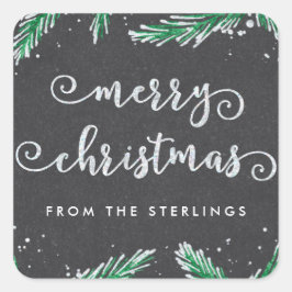 Personalisierte Weihnachtskleber | Glitzer Look Quadratischer Aufkleber