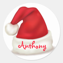 Personalisierte Weihnachtskleber/Weihnachtsmannmüt Runder Aufkleber