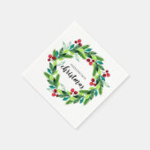 Personalisierte Weihnachtskranz-Beeren Serviette (Ecke)