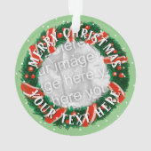 Personalisierte Weihnachtskranz-Maske im Foto Ornament (Rückseite)