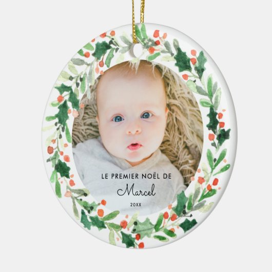 Personalisierte Weihnachtskugel 1 Baby-Weihnachten Keramik Ornament (Links)