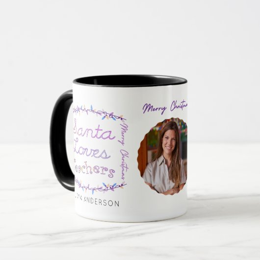 Personalisierte Weihnachtslehrer Liebe Fotos & Nam Tasse (Vorderseite Links)
