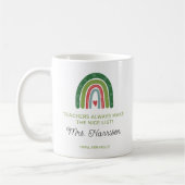 Personalisierte Weihnachtslehrer Rainbow Nice List Kaffeetasse (Links)
