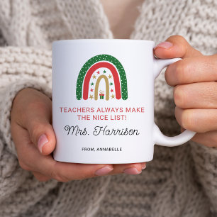 Personalisierte Weihnachtslehrer Regenbogen Gute L Kaffeetasse