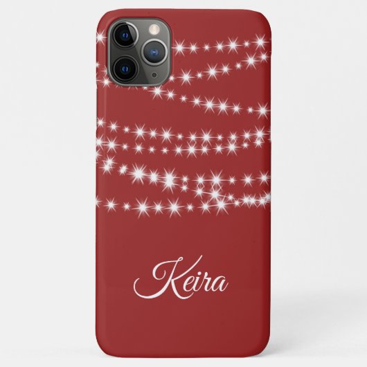 Personalisierte Weihnachtsleuchten auf einem roten Case-Mate iPhone Hülle (Rückseite)