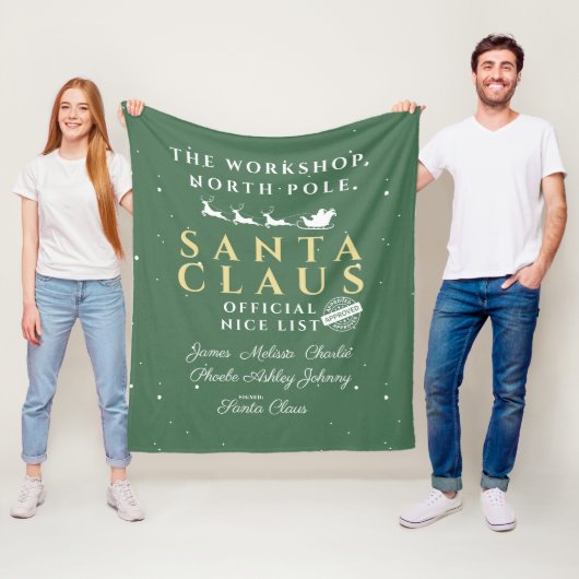 Personalisierte Weihnachtsliste des Weihnachtsmann Fleecedecke (Beispiel)