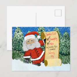 Personalisierte Weihnachtsliste des Weihnachtsmann Postkarte