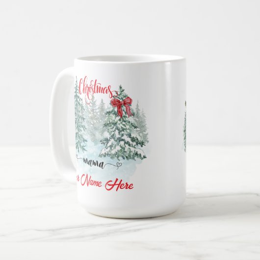 Personalisierte Weihnachtsmama Kaffeetasse (Vorderseite Links)