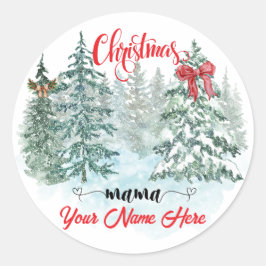Personalisierte Weihnachtsmama Runder Aufkleber