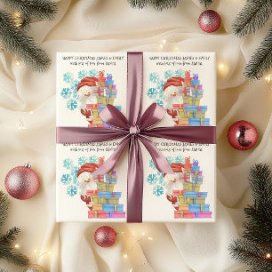 Personalisierte Weihnachtsmann-Schneeflocken-Gesch Geschenkpapier
