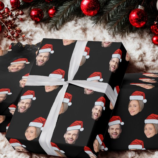 PERSONALISIERTE WEIHNACHTSMANNMÜTZE 2 FOTOS GESCHENKPAPIER