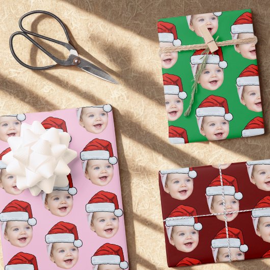 Personalisierte Weihnachtsmannmütze Geschenkpapier Set