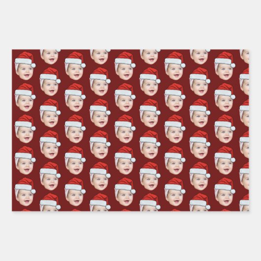 Personalisierte Weihnachtsmannmütze Geschenkpapier Set (Vorderseite 3)