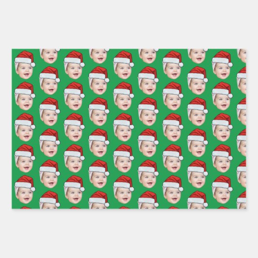 Personalisierte Weihnachtsmannmütze Geschenkpapier Set (Vorderseite 2)