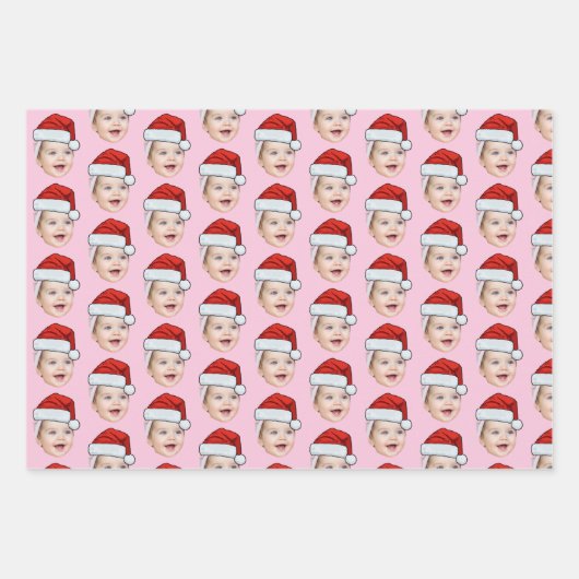 Personalisierte Weihnachtsmannmütze Geschenkpapier Set (Vorderseite)