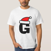 Personalisierte Weihnachtsmannmütze Monogramm Weih T-Shirt (Vorderseite)