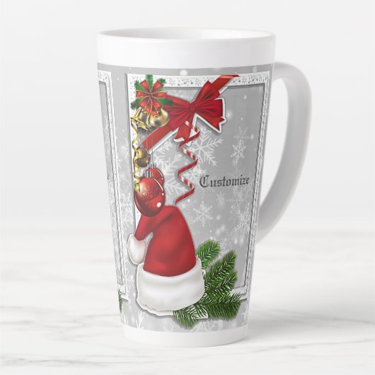 Personalisierte Weihnachtsmannmütze Weißrahmen Milchtasse (Rechte Ecke)