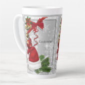 Personalisierte Weihnachtsmannmütze Weißrahmen Milchtasse (Linke Ecke)