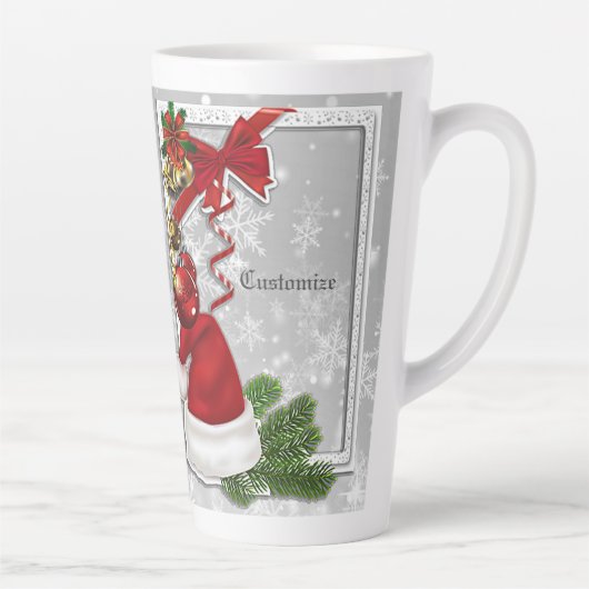 Personalisierte Weihnachtsmannmütze Weißrahmen Milchtasse (Rechts)