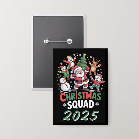 Personalisierte Weihnachtsmannschaft 2025 Santa Fa Button (Vorderseite/Rückseite)