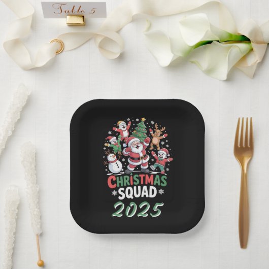 Personalisierte Weihnachtsmannschaft 2025 Santa Fa Pappteller (Hochzeit)
