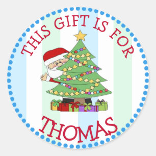 Personalisierte Weihnachtsmarken Niedlich Santa an Runder Aufkleber