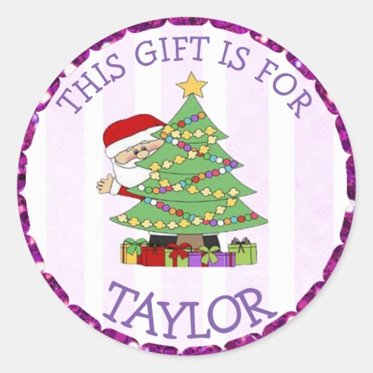 Personalisierte Weihnachtsmarken Niedlich Santa an Runder Aufkleber (Vorderseite)