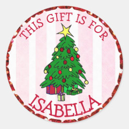 Personalisierte Weihnachtsmarken Niedliche Bäume u Runder Aufkleber