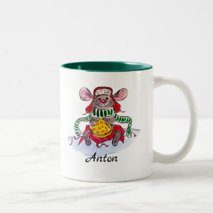 Personalisierte Weihnachtsmaus Zweifarbige Tasse
