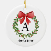 Personalisierte Weihnachtsmonografie Keramik Ornament (Hinten)