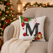 Personalisierte Weihnachtsmonogramm-Wurfkissen