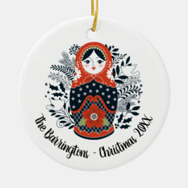 Personalisierte Weihnachtsmuppe Matryoshka Keramik Ornament