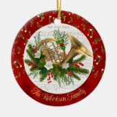 Personalisierte Weihnachtsmusik Französisches Horn Keramik Ornament (Vorne)