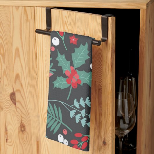 Personalisierte Weihnachtsmuster Blume Familiennam Geschirrtuch (Drittel gefaltet)