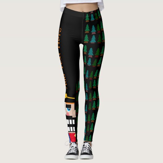 Personalisierte Weihnachtsnachtscreme im Wald Leggings (Vorderseite)