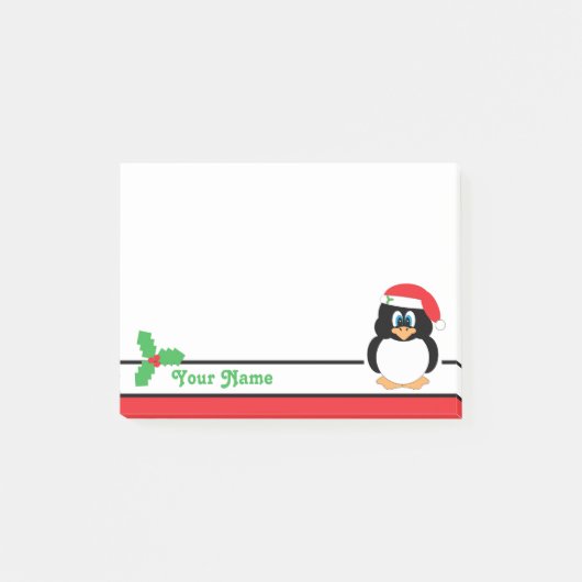 Personalisierte WeihnachtsPenguin Posten-it® Post-it Klebezettel (Vorderseite)